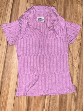 Karen Kane Lavender-Pink Short Sleeve V-Neck Sweater